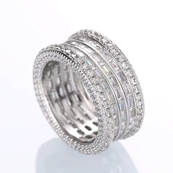 NEW 18k White Gold Diamond Eternity Ring Band - Picture 8 of 9